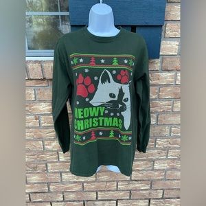 Meowy Christmas Long Sleeve Tee sz M